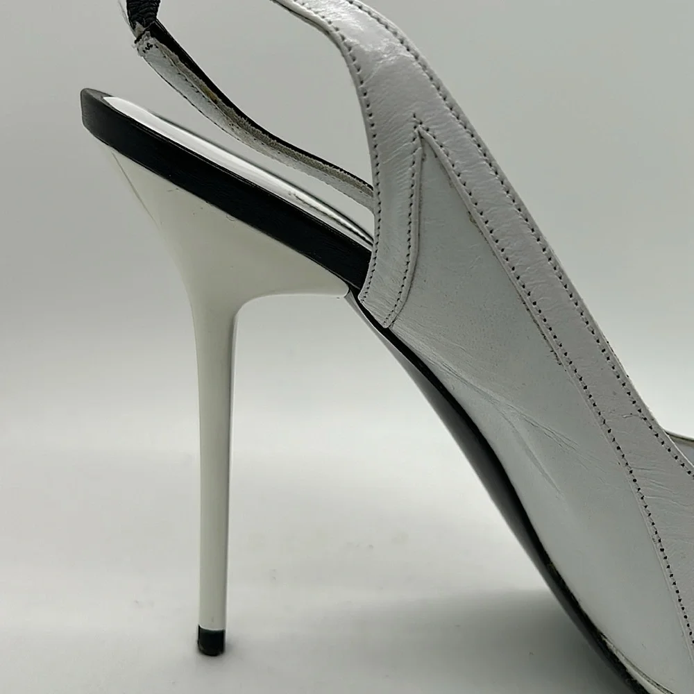 Gianmarco Lorenzi Sexy Black/White Leather Stiletto Heels Shoes **Size 40** 🔥🔥 - Picture 6 of 8